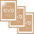Homeforia 10x13 Picture Frame Wood, High End Natural Oak 10x13 Light Wooden Poster Frames with Mat 8.5x11, 10 x 13 Frame Matted to 8.5 x 11 Photo, 13x10 Thin Frames, Tempered Glass, Wall Kit, Set of 3