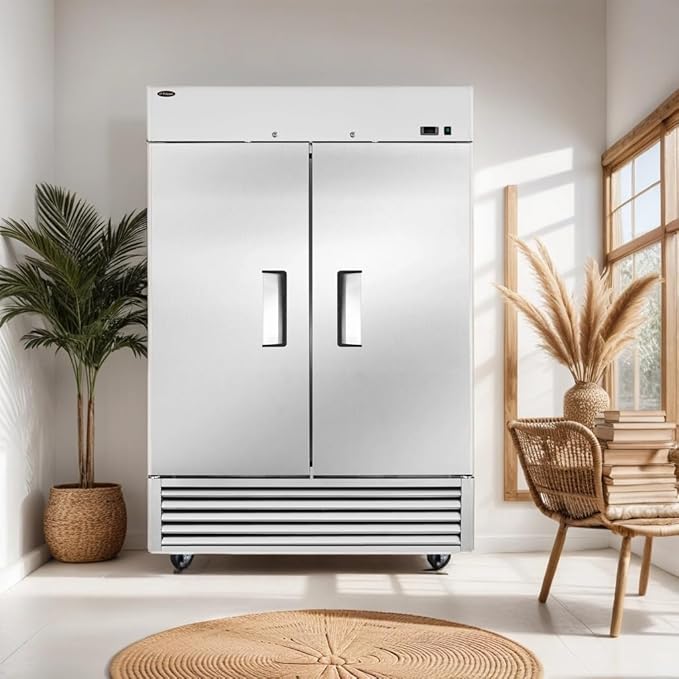54” Reach-in Commercial Refrigerator with 2 Solid Doors, 49 cu.ft Stainless Steel Merchandiser Upright Freezerless Refrigerator for Restaurant, Bar, Shop, Residential Beverages and Drinks