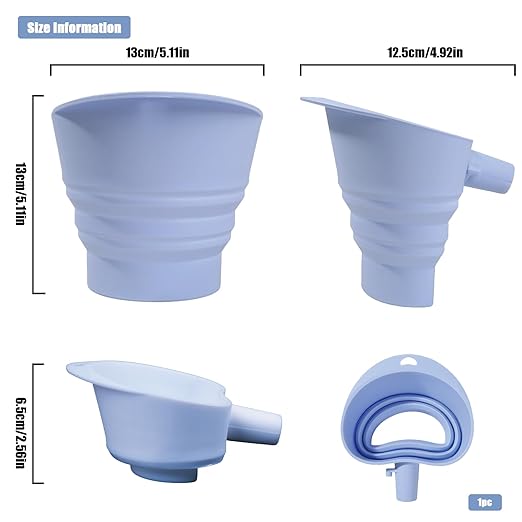Flour Funnel for Kitchen Mixer，Silicone Funnel with Easy-Pour Attachment Fits4.5 & 5Quart Tilt-Head Mixers, Easy Clean Durable Mess-Free Baking Accessory (Blue,KSM150)