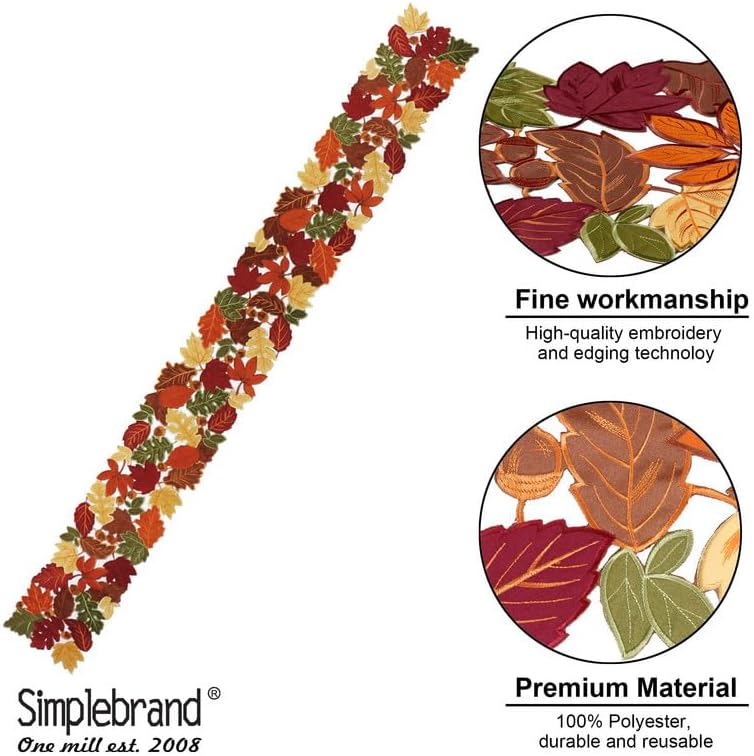 Simplebrand Fall Table Runner for Thanksgiving, Fall Decorations for Home