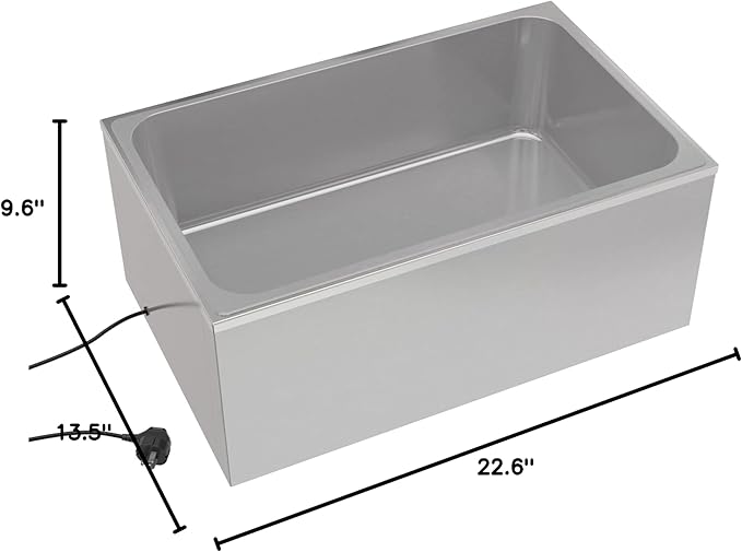 KoolMore Commercial Bain Marie Countertop Food Warmer, Soup Station, and Buffet Table Server with One Serving Section and Tap, Stainless-Steel Steamer with Auto Shut Off (CFW-1T), Silver