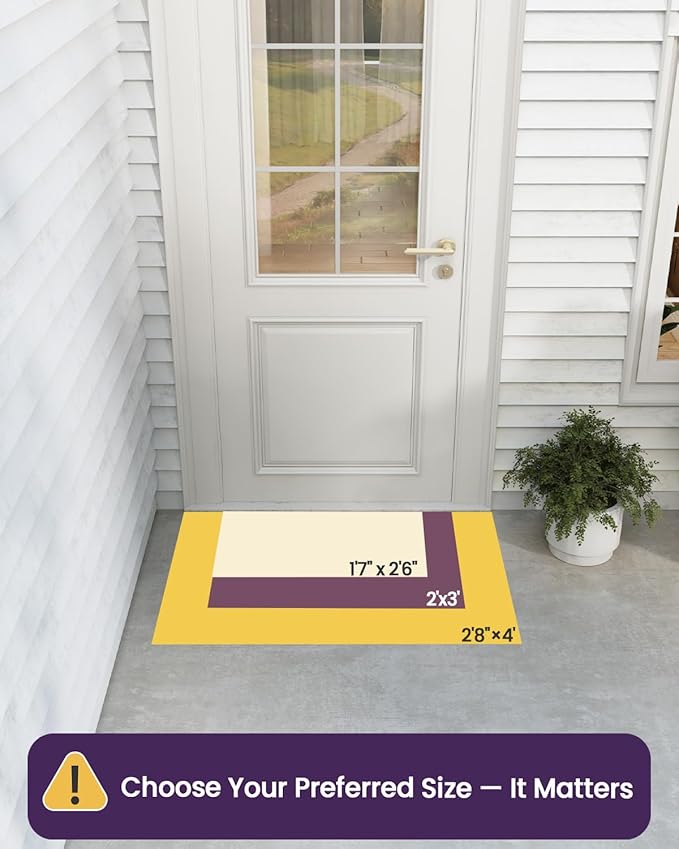 DEXI Front Door Mat Outside Entrance Rubber 32x48, Welcome Floor Doormat Heavy Duty Non Slip, Dirt Trapper Waterproof Exterior Entry Mats All Weather for Patio Entryway Drainage, Red