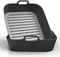 9-Inch Large Square Silicone Air Fryer Liners for Ninja AF141 AF181 AF142 Cosori 6QT, 2 Pack Silicone Pot Baking Accessories for Chefman, Instant, Cuisinart, Reusable Tray Insert 5–8QT