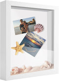 5x7 Shadow Box Frame Display Case, Wood with Plexiglass, Display Case Box for Memorabilia, Medal, Crafts,Tickets and Photos, Picture Frame for Wall and Tabletop (White, 5x7)