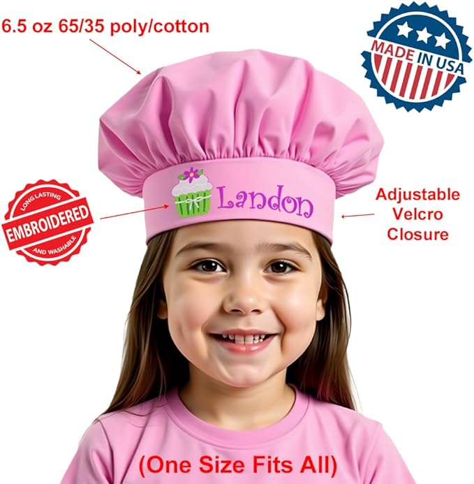 The Apron Place Adjustable Professional Chef Hats, Multiple Personalized Embroidered Designs to Choose from, Made in The USA