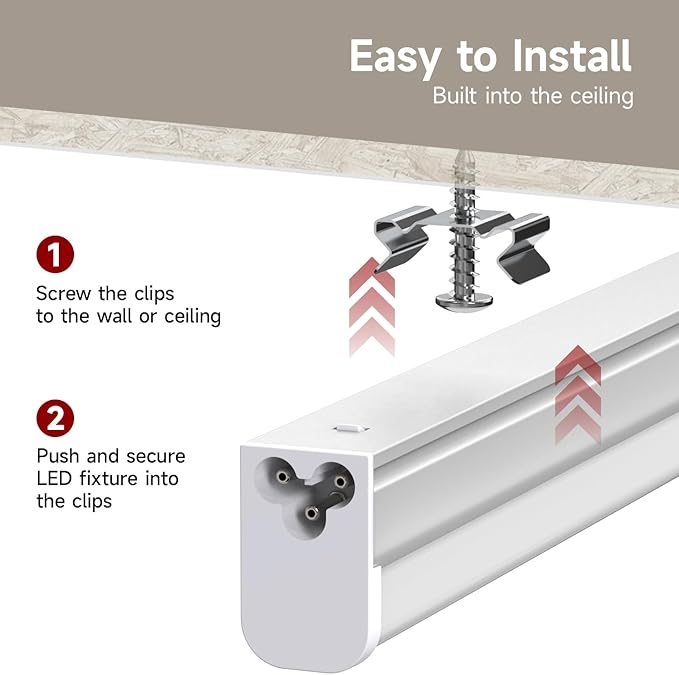 12 Pack 4FT T5 LED Shop Light, 20W, 5000K 2200LM, Linkable Utility Fixture for Under Cabinet, Kitchen, Garage, Basement, Workshop Lighting, Easy Installation, Plug & Play