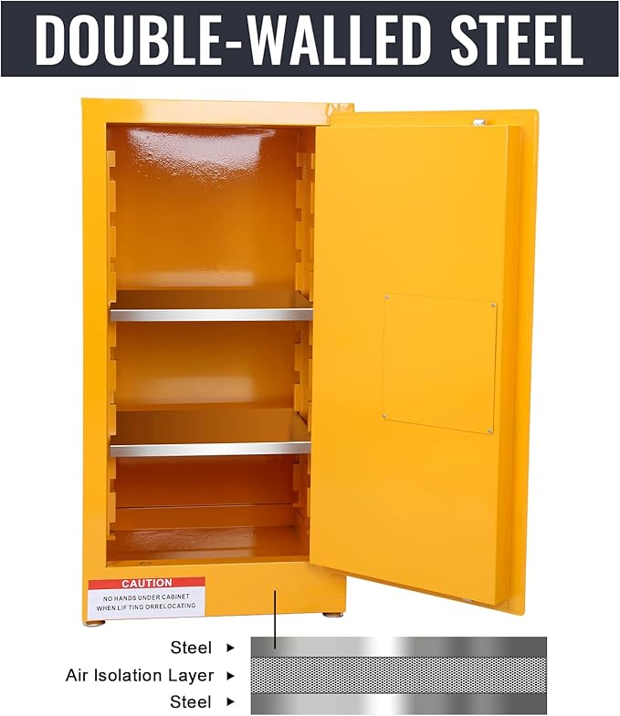 Flammable Cabinet, Galvanized Steel Safety Cabinet, Adjustable Shelf Flammable Storage Cabinet, for Commercial Industrial and Home Use,18x18x35In
