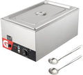 Commercial Stainless Steel Steam Table Pan with Lid & Ladle – 24QT Electric Buffet Food Warmer, 1200w, Adjustable Temperature 30–85°c