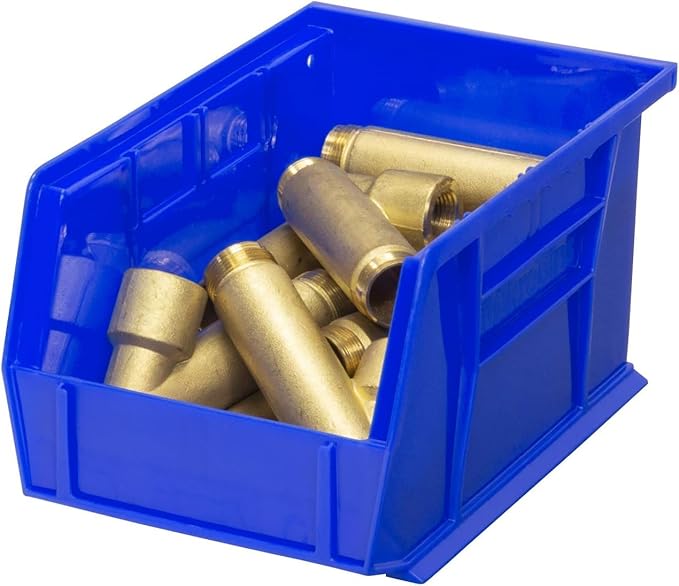 Akro-Mils 30237 AkroBins Plastic Storage Bins, Space-Saving Stackable Bins for Garage, Pantry, Craft Organization, 9-" x 6-" x 5-", Blue, 12-Pack