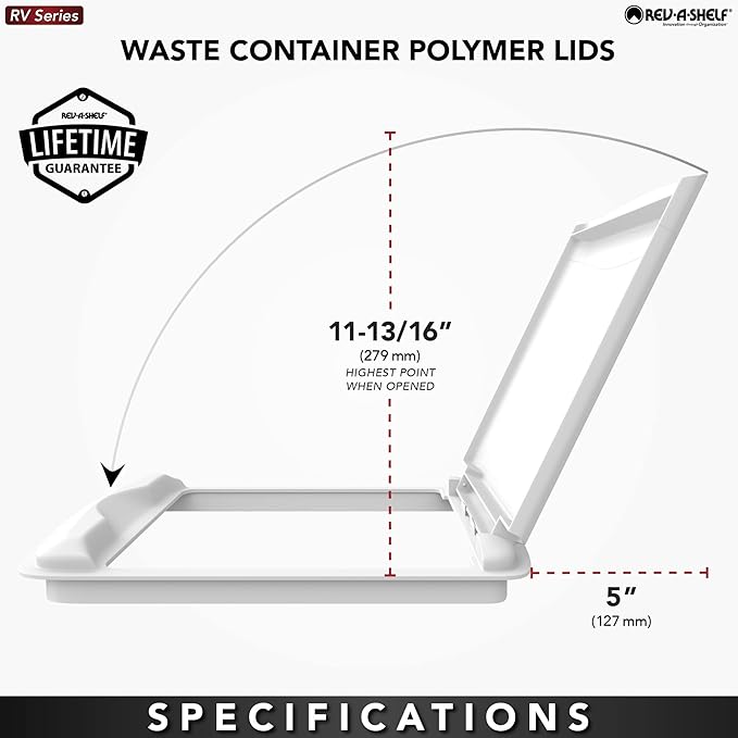 Rev-A-Shelf 50 Qt Under Sink Garbage Can Lid for Base Kitchen and Bathroom Cabinet, Replacement Plastic Trash Bin Lid Only, White, RV-50-LID-1-1-40