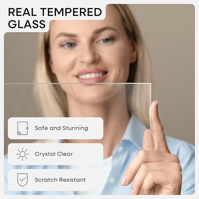 Homeforia 16x16 Picture Wood Frame, High End Natural Oak 16 x 16 Square Light Wooden Frames with Mat 12 by 12 inch Photo, 16by16 Poster Frames Matted to 12x12 Print, Tempered Glass, Wall Kit, Set of 4