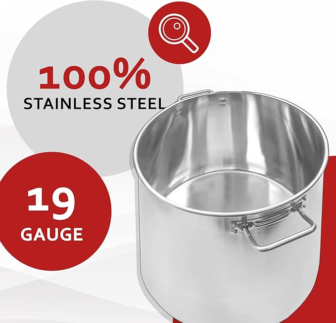 Concord Cookware Stainless Steel Stock Pot Kettle, 80-Quart