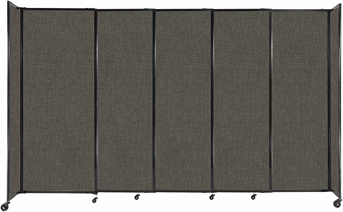 Versare Straightwall Sliding Portable Wall Partition | Freestanding Office Dividers | Locking Wheels | Temporary Room Separator | 11'3" Wide x 6'10" Tall Mocha Fabric Panels