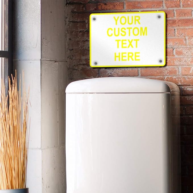 Aluminum Weatherproof Metal Sign Multiple Sizes Custom Personalized Text Here White Yellow Caution Horizontal Street Signs 14x10Inches
