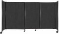 Versare Straightwall Sliding Portable Wall Partition | Freestanding Office Dividers | Locking Wheels | Temporary Room Separator | 7'2'' Wide x 4' Tall Black Fabric Panels