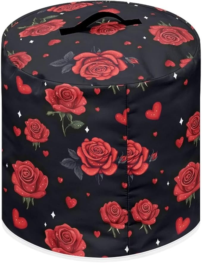Pressure Cooker Cover for Women,Insulated Rice Cooker Cover with Easy to Clean Red Rose Waterproof Dust Cover with Pockets for Instant Pot 6 Quart Appliance Cover