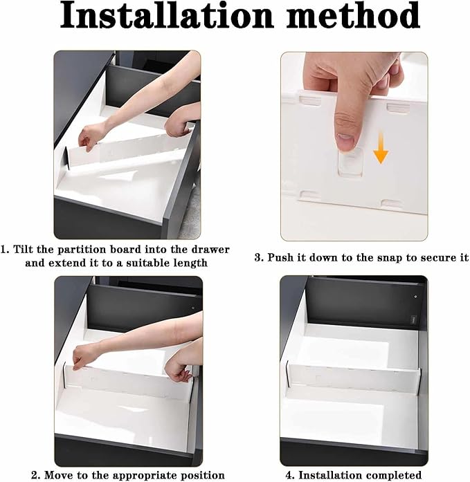 4 Pack Drawer Dividers for Clothes, 3.74" High 14.76"-25.79" Adjustable Expandable Dresser Drawer Organizer, Clear Plastic Separators for Dresser, Baby Clothing, Underwear, Cosmetic