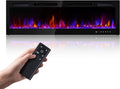 70" Electric Fireplace Realsmart Wall Mounted and Recessed 1500W Fireplaces Heaters with Remote Control Slim Black Wall Fireplace Adjustable 12 Flame Colors&5 Brightness Cool Touch Screen Timer