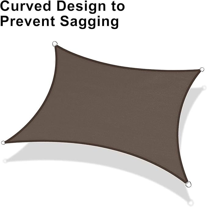 LOVE STORY Custom Size 8' x 18' Brown Sun Shade Sail Canopy Commercial Rectangle Sail Shade Fabric for Patio Garden Backyard Pool (Customized)
