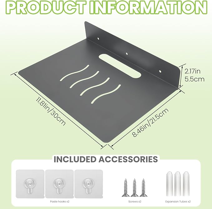 Steel Floating Shelves for Wall,Small Wall Shelf，Suitable for Bedroom, Living Room, Bathroom, Kitchen, Office (Grey, 11.81x8.46 in)