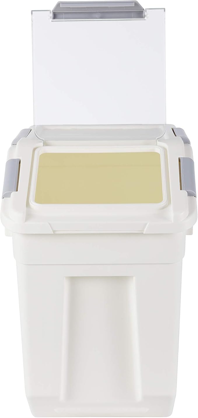 EonTone Pack-2 Large Sealed Bulk Rice Storage Container 15 Liters (30 lbs) with Lockable Lid Wheels and Measuring Cup BPA-Free Food Dispenser