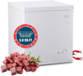 5.0 Cu.Ft Compact Chest Freezer with Removable Basket, Krib Bling Top Door Open Freestanding Deep Freezer with 7 Gears Temperature Adjustment, Ideal for Home, Kitchen & Office, White