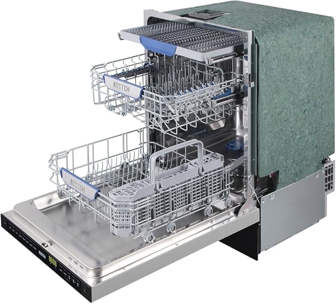 KOSTCH 24 inch Built-In Dishwasher,Top Control 8 Wash Programs Slide In DishWasher Machine with Third Rack,Large Capacity 15 Place Settings, ENERGY STAR Certified, 45-dBA Ultra-Quiet (Stainless Steel)