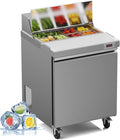 29" Commercial Refrigerator Sandwich&Salad Prep Table Fridge with 8 Pans 1 Door Stainless Steel Counter Fan Cooling Refrigerators