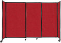 Versare Straightwall Sliding Portable Wall Partition | Freestanding Office Dividers | Locking Wheels | Temporary Room Separator | 7'2'' Wide x 5' Tall Red Fabric Panels