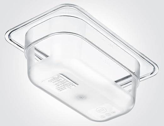 CURTA 6 Pack NSF Food Pans, 1/9 Size 2 1/2 Inch Deep, Commercial Polycarbonate Plastic Clear Freezer-Safe