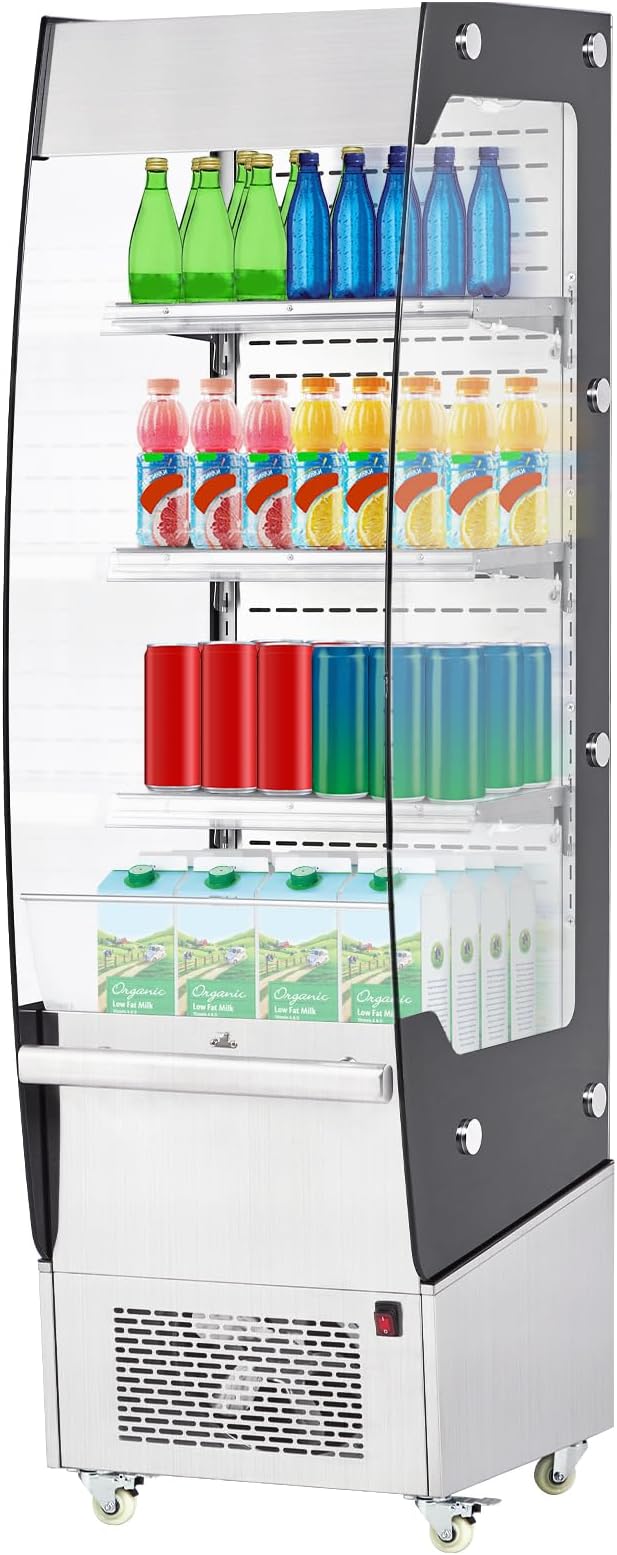 7.8 Cu.Ft Display Refrigerator Cabinet,Glass Door Commercial Fridge,LED Lighting & Adjustable Shelves,Double Glazed, White