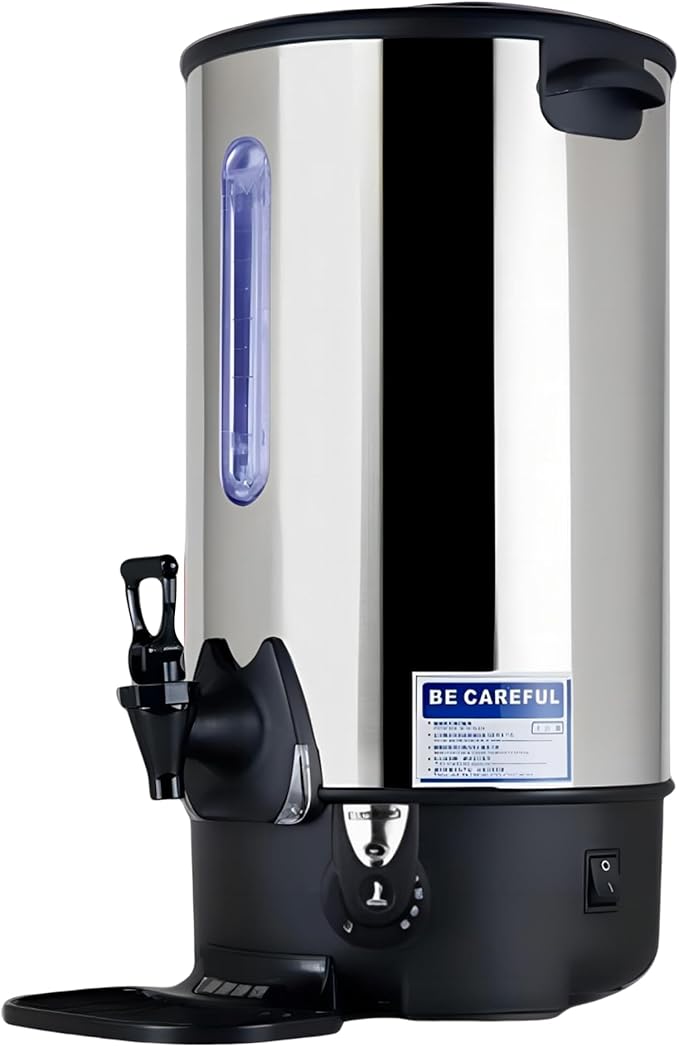 Commercial Electric Kettle Warmer Stainless Steel Hot Water Dispenser Hot Water Boiler And Warmer with Faucet Quick-Temp or Boil for Tea Coffee 1500W 9.7 Liter Capacity