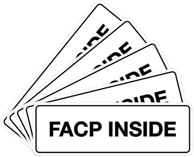 Signs ByLITA Standard FACP Inside Sign | Fire Safety Signage (White) - Large 5 Pack