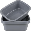 Gloreen 4-Pack 14 Quart Plastic Wash Basins, Rectangular Dishpan Wash Tub, Grey