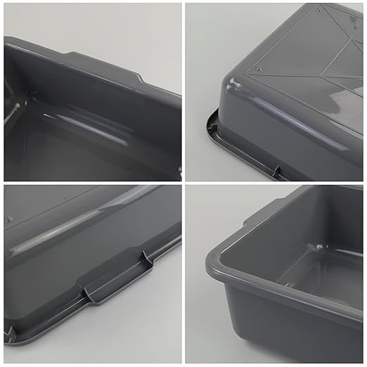 Commercial Products Standard Bus/Utility Box, Plastic Restaurant Wash Basin/Dish Washing Tub for Kitchen Organization/Storage, 24L, Gray