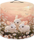 Xoenoiee Rabbit Butterfly Daisy Print Kitchen Appliance Dust Cover with Pockets, Electric Pressure Cooker Cover Compatible with Crock Pot for Easter Decor, Rice Cooker Covers, for 8 Qt