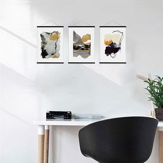 FALAMON 3 Pack Magnetic Poster Hanger Frame, 16x20 16x24 16x22 Magnet Poster Frame for Posters, Prints, Photos, Pictures, Maps, Scrolls, and Canvas Artwork (Black, 16")