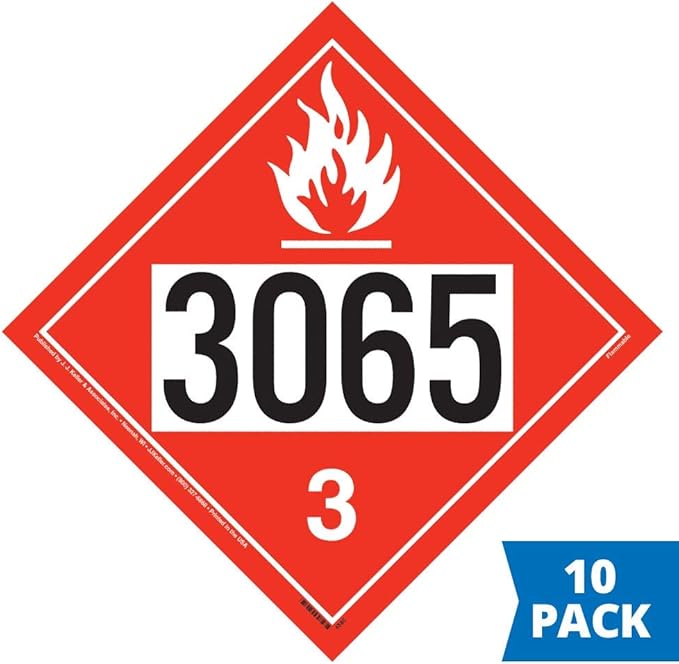 3065 Placard, Class 3 Flammable Liquid 10-pk. (10.75" x 10.75" Polycoated Tagboard) for Temporary Applications, DOT Hazmat Compliant, J. J. Keller & Associates, Inc.