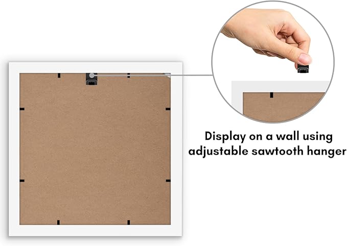 Americanflat 10x10 Picture Frame with Shatter-Resistant Glass - Use as 8x8 Frame with Mat or Display 10x10 Photo Without Mat - Signature Collection - Square Frames for Wall Display - White