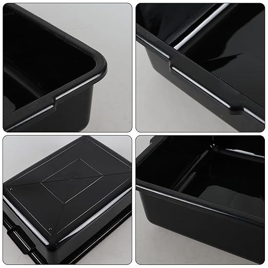 13 L Commercial Bus Tubs, Plastic Commercial Utility Bus Bin, 4 Packs, Black
