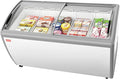 VEVOR Commercial Ice Cream Display Case, 16.3 Cu.ft Chest Freezer, -19 to 3℉ Temp Adjustable Mobile Top Deep Freezer with 5 Wire Baskets, 2 Sliding Glass Doors, Locking Casters & LED Strip Lighting
