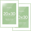 Homeforia 20x30 Frame Sage Green, High End Metal 20x30 Picture Frames with Mat 16x24 inch Photo, 20 x 30 Sage Green Poster Frame Matted to 16 by 24 Art, 30x20 Frame, Tempered Glass, Wall Kit, Set of 2