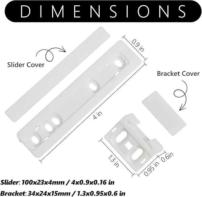 8Pcs Universal Integrated Fridge Freezer Door Slider with Screws, Fridge Door Mounting Installation Fixing Kit with Barckets and Clips