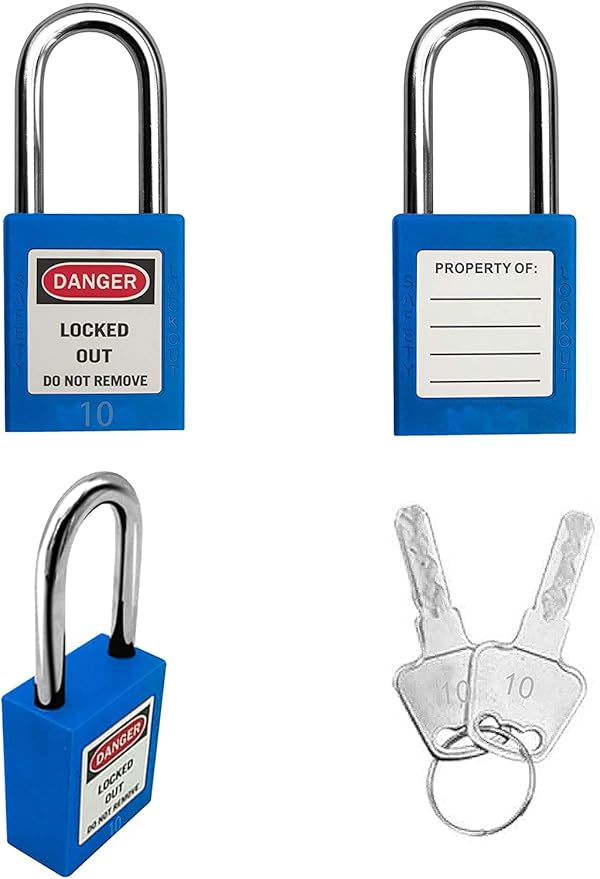 SAFBY Lockout Tagout Locks, Safety Padlock, Keyed Differently Loto Safety Padlocks for Lock Out Tag Out Kits Station (Blue NO.1-10)