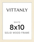 Vittanly 8x10 Picture Frame, Solid Wood Frame with Plexiglass, Includes 5x7 Mat, Wall Hanging or Tabletop for Home Decor, White, 1 Pack