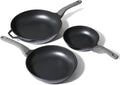 PRICUSIS 5Pcs Nonstick Frying Pan Set, Swiss ILAG Coating, 8+10+12 Inch Induction Compatible, Stay Cool Handle, Fully Coated, 100% Dishwasher Safe, PFOA Free Omelet Pans, Warp Resistant (Black Sesame)