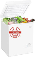 Chest Freezer 3.5 Cu.Ft Mini 7 Gears Temperature Control Compact Deep Freezer with Top Open Door and Removable Storage Basket White
