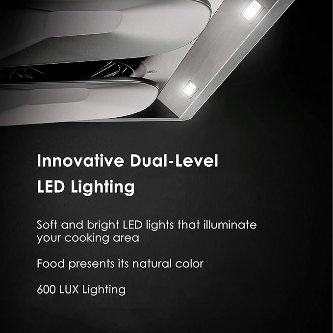 FOTILE Pixie Air UQS3001 30” Stainless Steel Under Cabinet Range Hood, 800 EQUIV. CFM Kitchen Over Stove Exhaust Vent with LED Lights Dual AC Motors and Mechanical Buttons