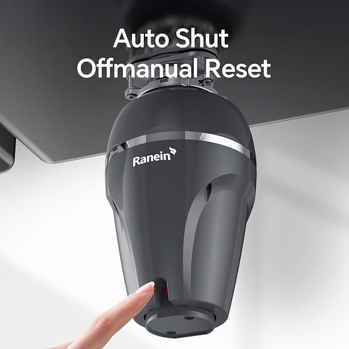 Ranein 1 HP Garbage Disposal with Power Cord & Dishwasher Connector Kit, Quiet Stainless Steel Food Waste Disposer, Continuous Feed, DeepCut Ultra 7-Stage Grinding, Easy 3-Bolt Installation
