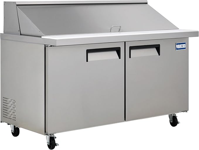 Kratos Commercial Refrigerator, Mega Top Sandwich/Salad Prep Table, 48" Wide Stainless Steel Refrigerated Prep Table with 18 Food Pan Capacity (67K-035)